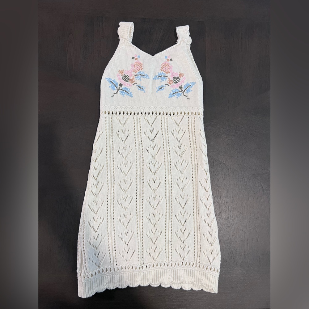 Zara Embroidered Flower Knit Dress